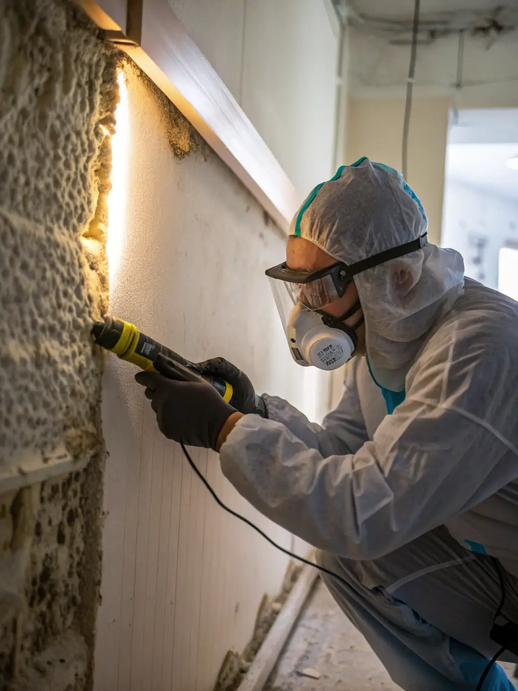 An image of a mold-infested wall before remediation, contrasted with a clean, mold-free wall after Restore New Jersey's mold remediation service, highlighting the effectiveness of their process.